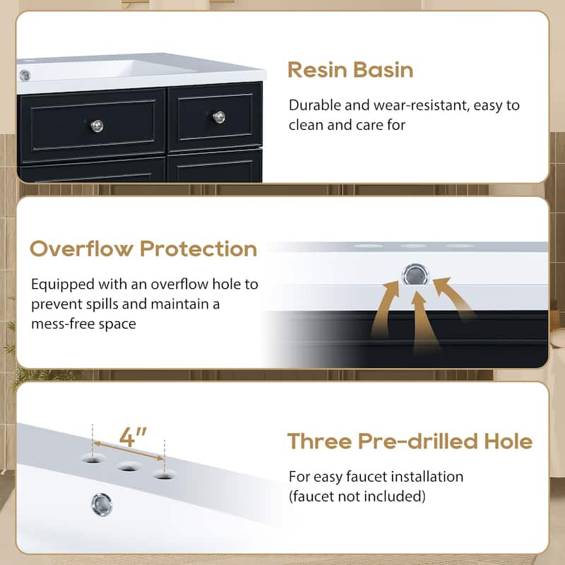 GDFStudio - Zyra Wood 36" Bathroom Vanity