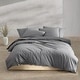 preview thumbnail 4 of 52, Calvin Klein Washed Percale Solid Cotton Duvet Cover Set Dark Grey - King