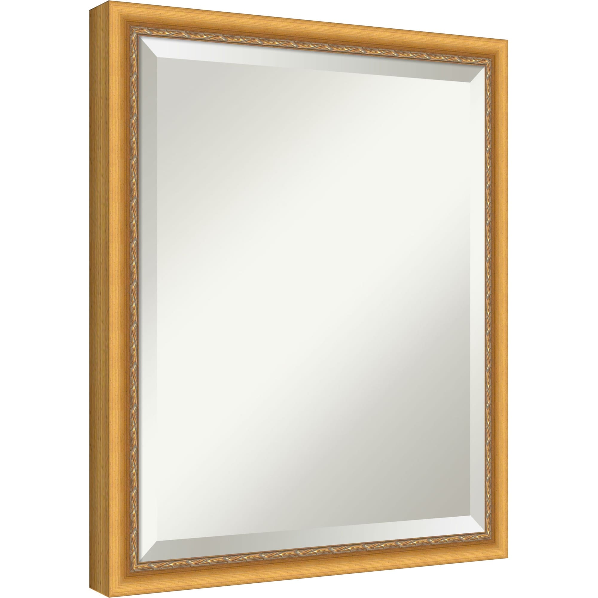 Belmont Rope Gold Beveled Wood Framed Bathroom Vanity Wall Mirror