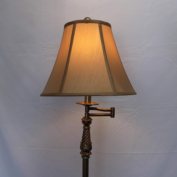 Mestar Decor 61 inch Light Gold Floor Lamp with Swing Arm and Fabric Lampshade