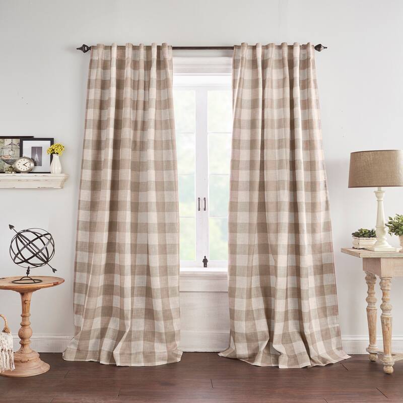 The Gray Barn Holly Buffalo Check Blackout Window Single Curtain Panel - 52"x84" - Linen