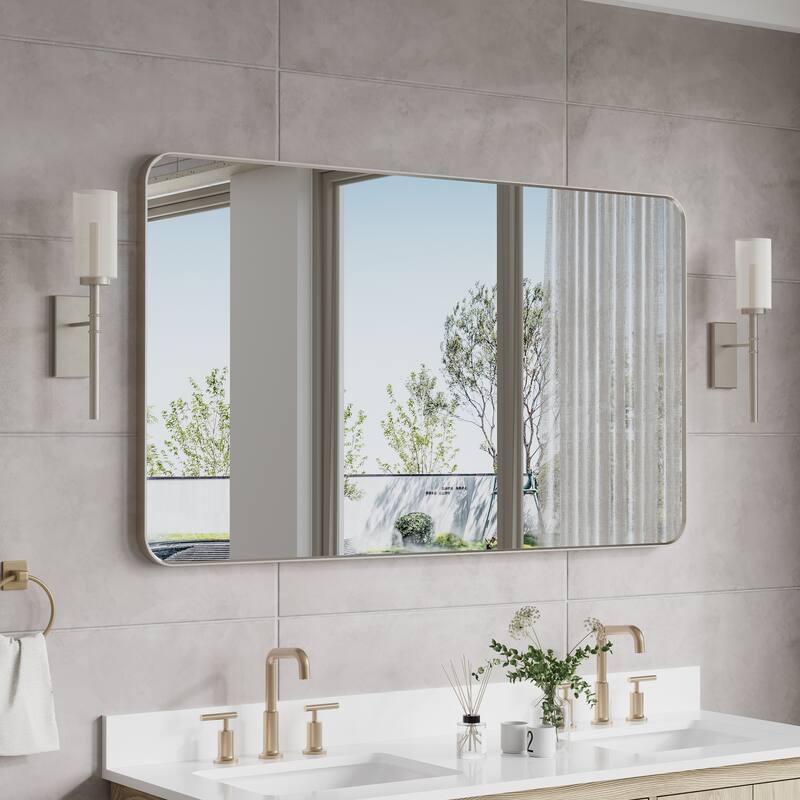 Modern Bathroom Rectangular Wall Mounted Anodized Aluminum Framed Vanity Mirror