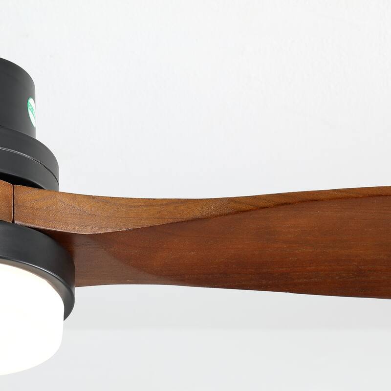 52" Farmhouse Style Wood Walnut Ceiling Fan With Lights and Remote Control, Dimmable LED Included