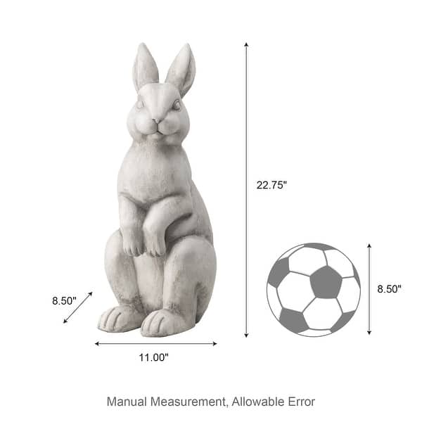dimension image slide 3 of 4, Glitzhome MgO Standing Rabbit Bunny Garden Yard Statue Indoor Figurines