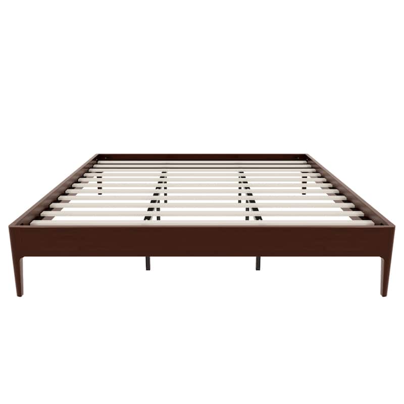 Solid Dry Bamboo Wood Platform Bed Frame with Wood Slat Metal Support, No Box Spring Needed, Easy Assembly