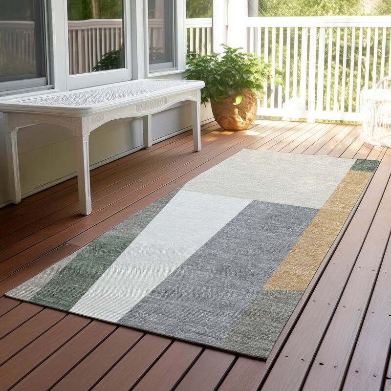 Machine Washable Indoor/ Outdoor Contemporary Jolie Chantille Rug - Taupe - 2'3" x 7'6"