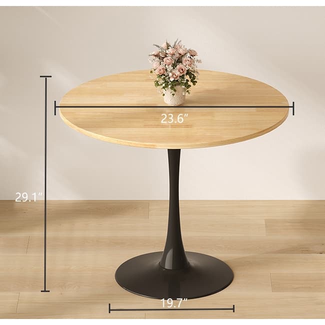 Round Table,Modern Dining Table,Dining Table,MDF Top and Steel Base Tulip Round Kitchen Table, Kitchen Table,Oval Dining Table - Natural Wood