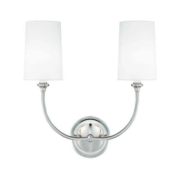 slide 2 of 5, Libby Langdon for Crystorama Sylvan 2 Light Polished Nickel Sconce - 15.5'' W x 15.87'' H x 7'' D - 15.5'' W x 15.87'' H x 7'' D 15.5'' W x 15.87'' H x 7'' D