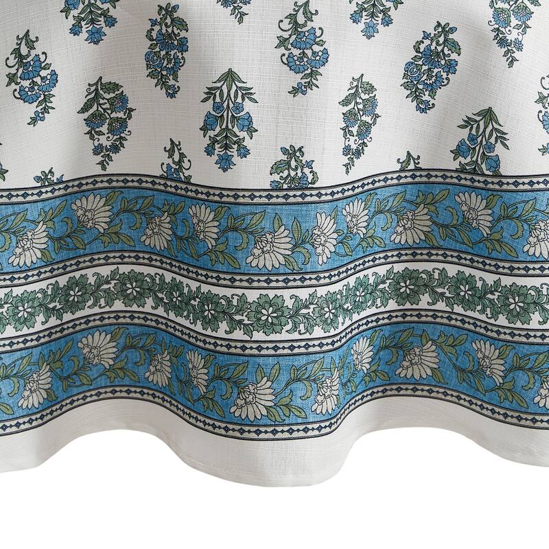 Tropez Block Print Stain & Water Resistant Indoor/Outdoor Tablecloth