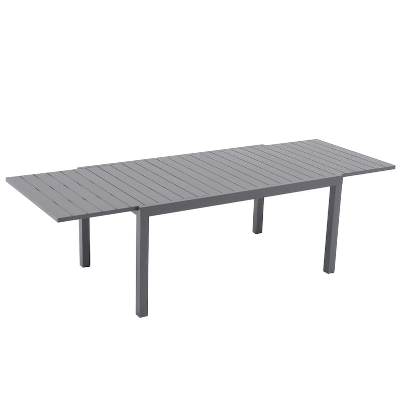 Outdoor Patio Dining Sets with PE Wicker Chairs and Extendable Aluminum Dining Table for 8 Persons