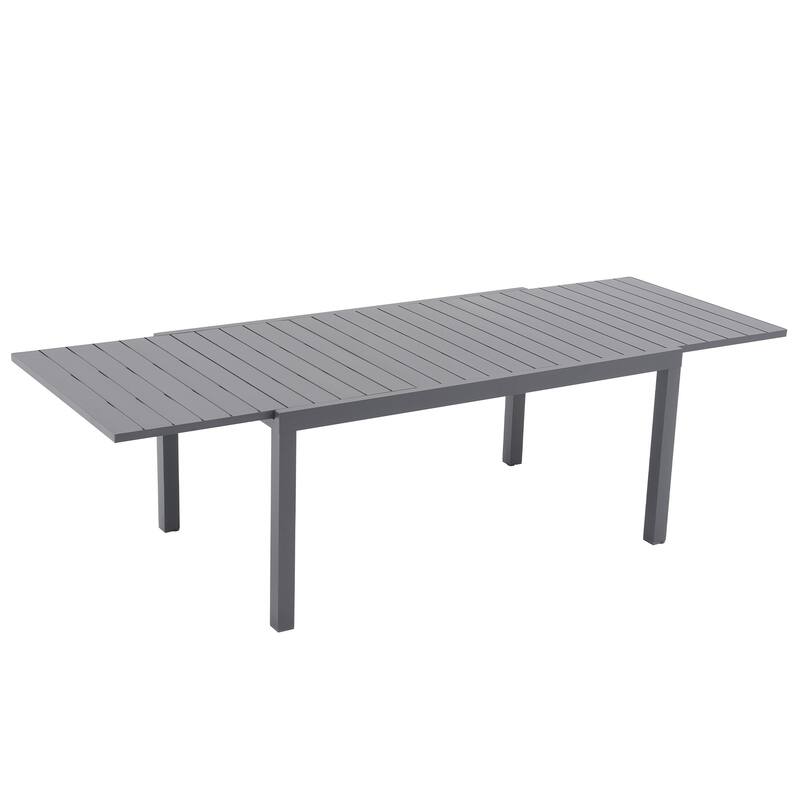 Outdoor Patio Dining Sets with Rattan Chairs and Aluminum Extendable Dining Table for 8 Persons