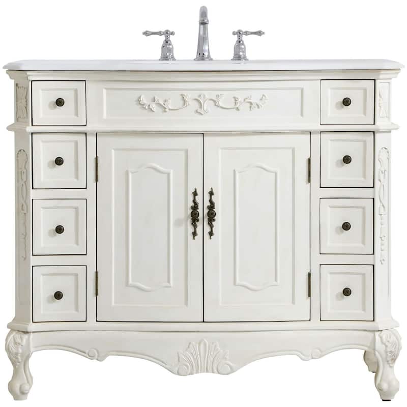Elegant Lighting VF10142-VW Danville 42" Free Standing Single Basin - Antique White - Antique