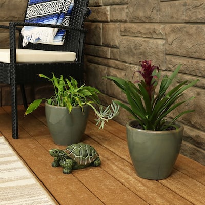 Resort Ceramic Indoor/Outdoor Planter - Set of 2 - Gray - 8-Inch