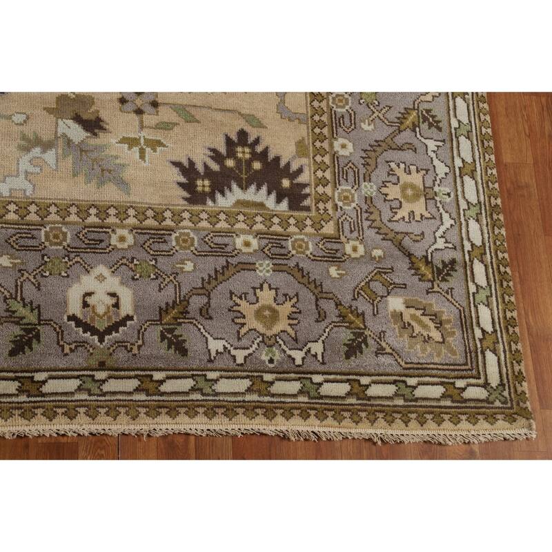 Muted Oushak Indian Area Rug Hand-Knotted Wool Carpet - 9'3"x 11'10"