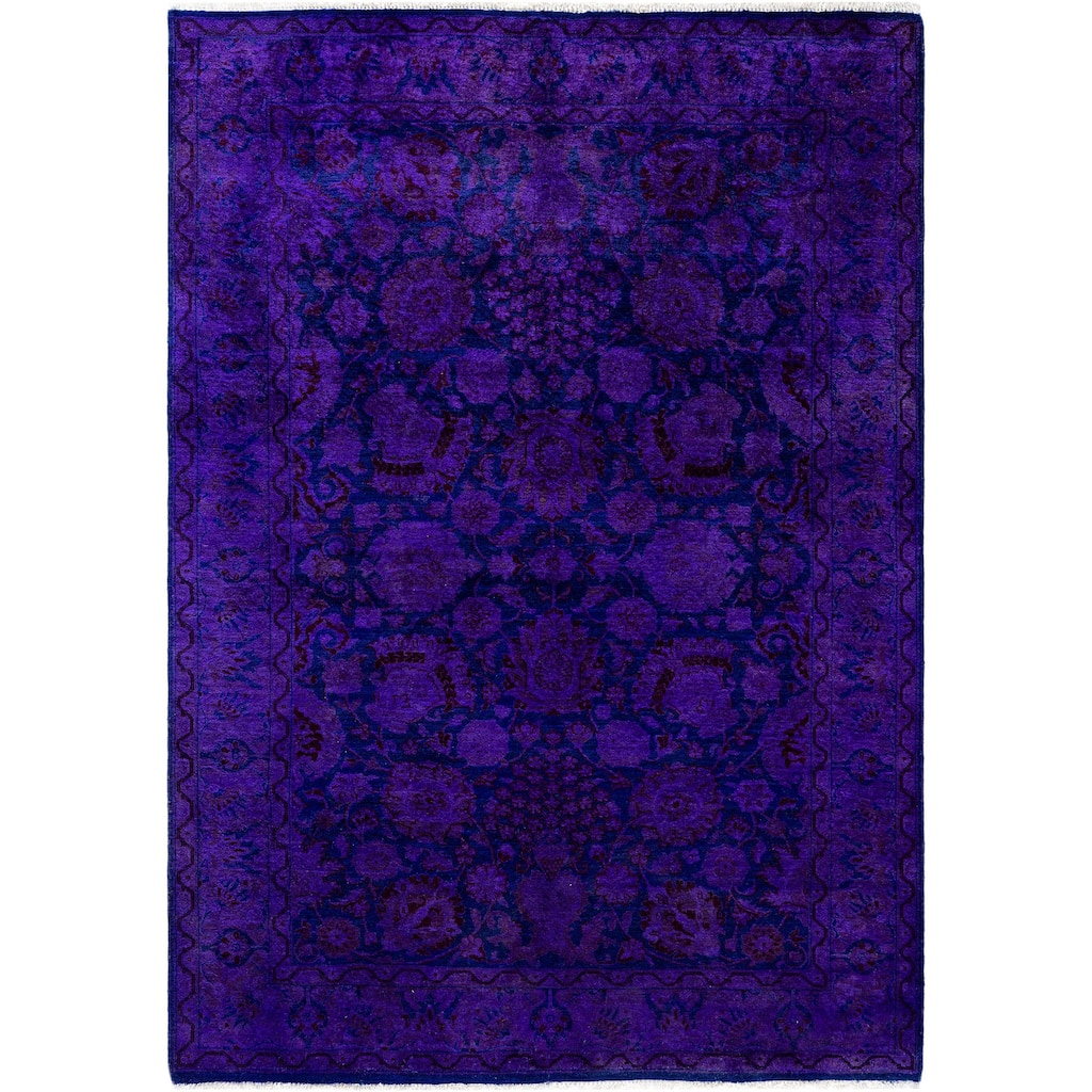 Overdyed One-of-a-Kind Hand-Knotted Area Rug - Purple - 4' 2" x 5' 5"