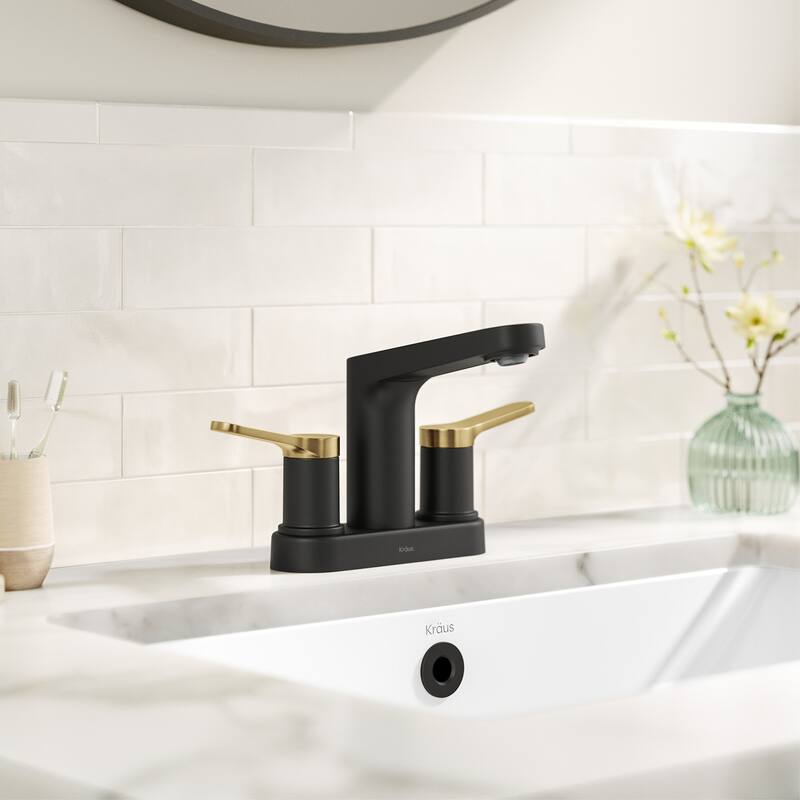 Kraus FUS-14102 Indy 1.2 GPM Centerset Bathroom Faucet with Push