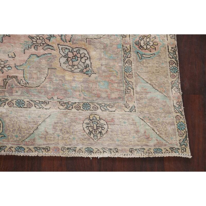 Muted Distressed Tabriz Persian Area Rug Wool Hand-knotted Carpet - 6'6" x 9'1"