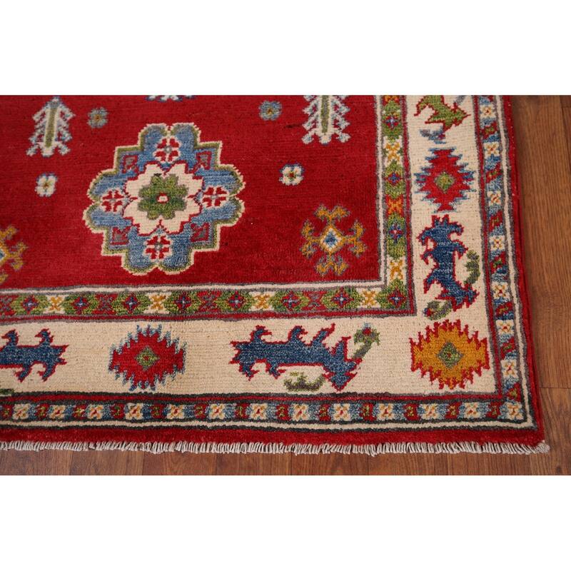Red Kazak Accent Rug Handmade Oriental Wool Carpet - 2'10" x 4'0"