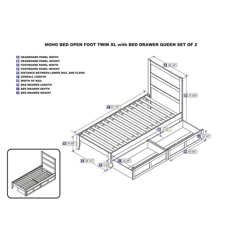 NoHo Twin XL Bed with 2 Drawers in Walnut Bed Bath & Beyond 35356576