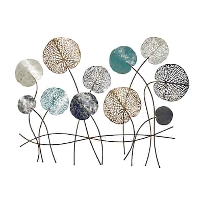 Metal Floral Cutout Wall Decor with Gold Foil Accents - Blue - Roche River Decor