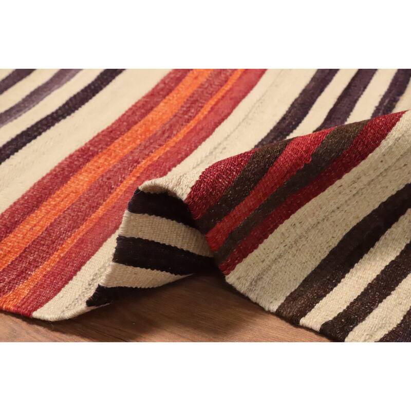 Hand Woven Oriental 100% Wool Carpet Southwestern Tribal Multi-Colored Kilim Area Rug - 9' 9'' X 4' 7''