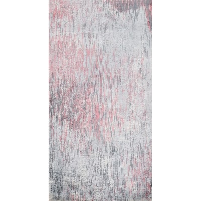 Hand Knotted Oriental Viscose Silk Carpet Modern All-Over Greys & Charcoal Abstract Area Rug - 4' 0'' X 2' 0''