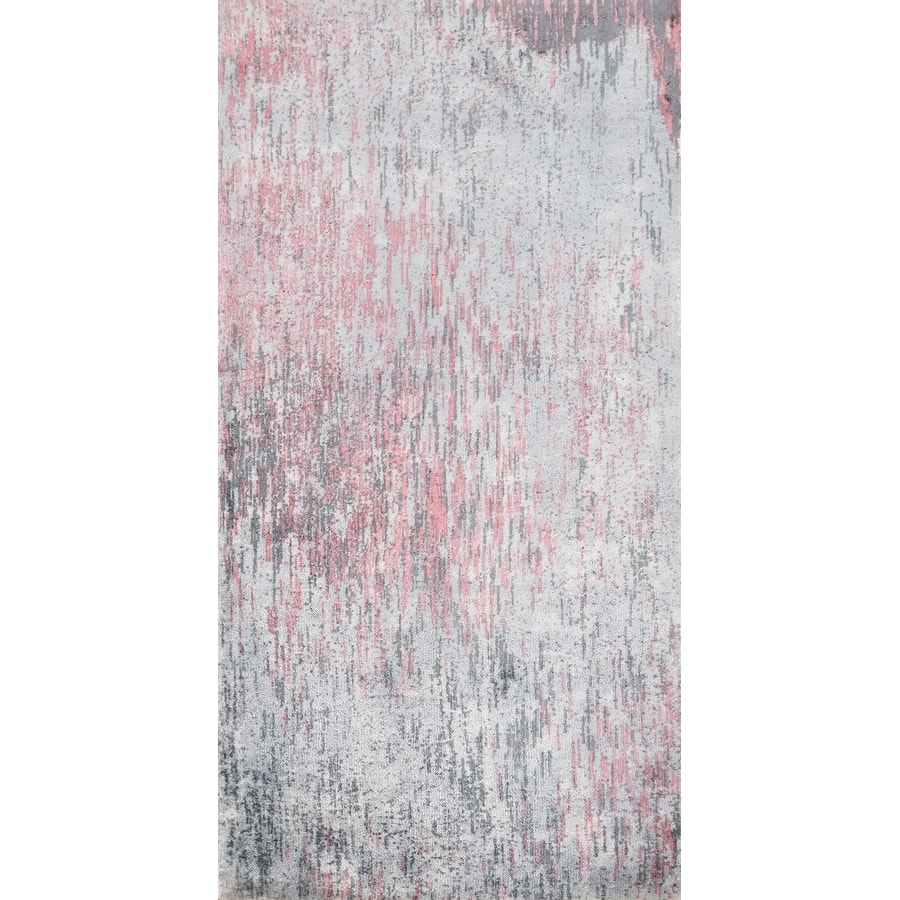 Hand Knotted Oriental Viscose Silk Carpet Modern All-Over Greys & Charcoal Abstract Area Rug - 4' 0'' X 2' 0''
