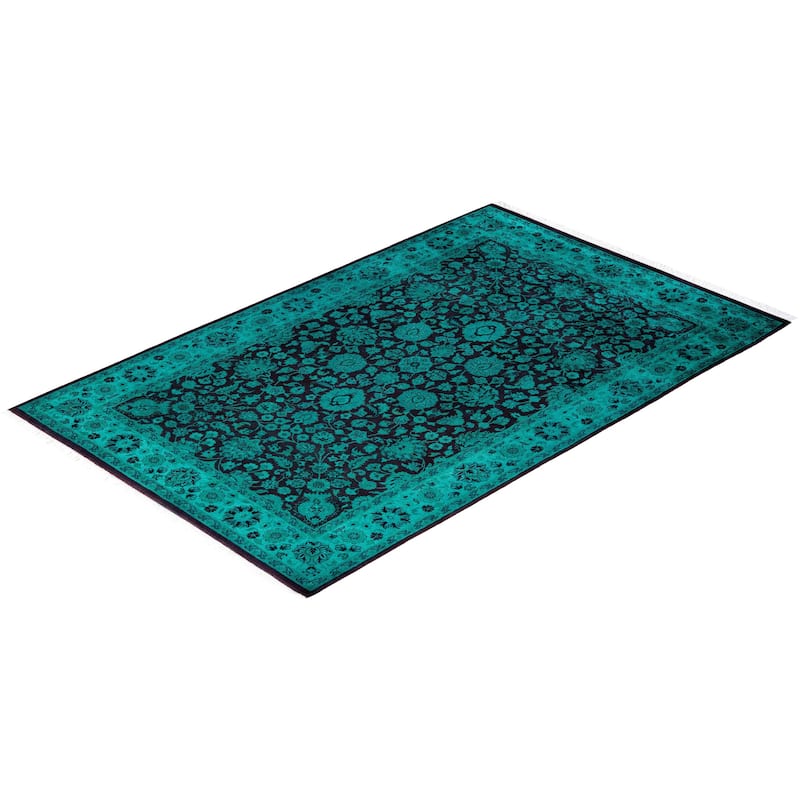 Fine Vibrance One-of-a-Kind Hand-Knotted Area Rug - Blue, 4' 2" x 6' 5" - 4' 2" x 6' 5"