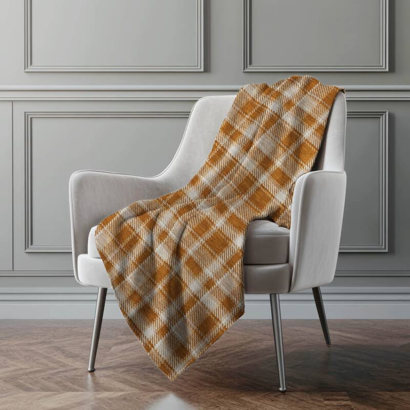 Premium Machine Washable Plaid Sherpa Throw Blanket - Paprika - 4'2" x 5'10"