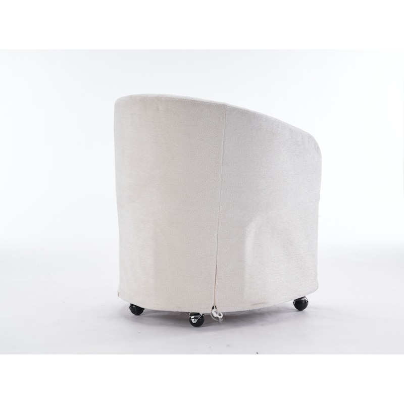 Set of 1,Chenille Fabric Dining Armchair With Back Cushion and Universal Wheels