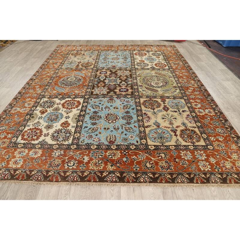 Vegetable Dye Garden Design Heriz Serapi Oriental Area Rug Handmade - 7'11" x 9'8"
