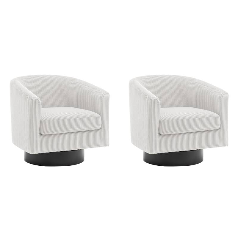 2 Set 360° Swivel Corduroy Accent Chairs Barrel Armchairs