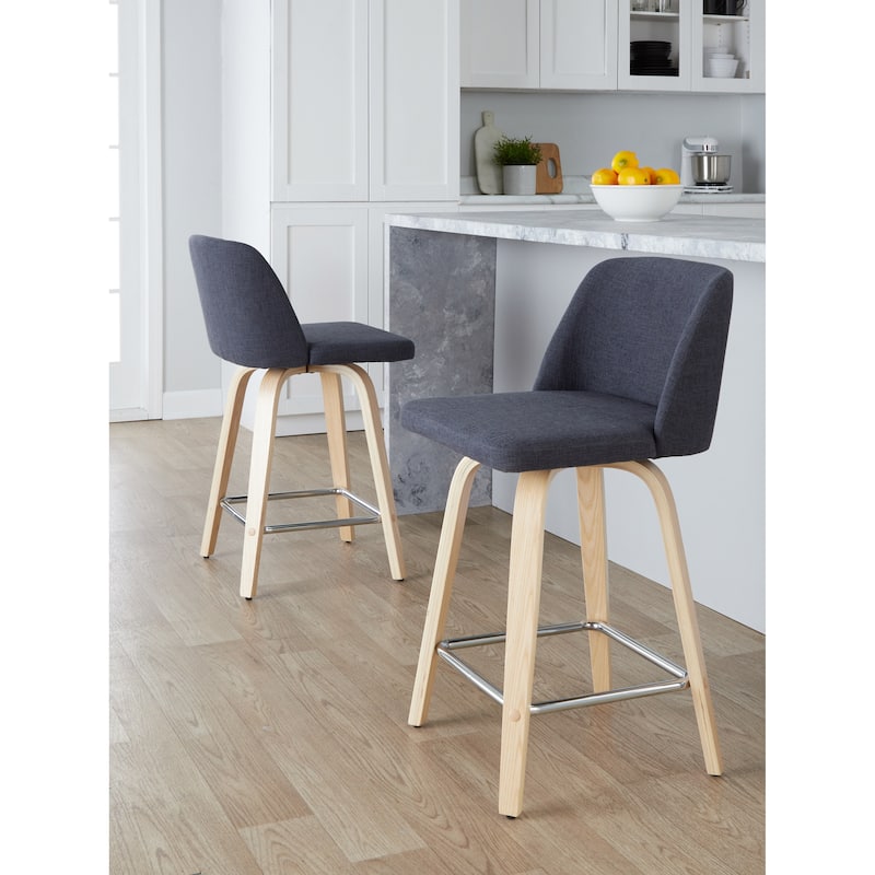 Carson Carrington Vallberga 24" Counter Stool with Natural Wood Base (Set of 2)