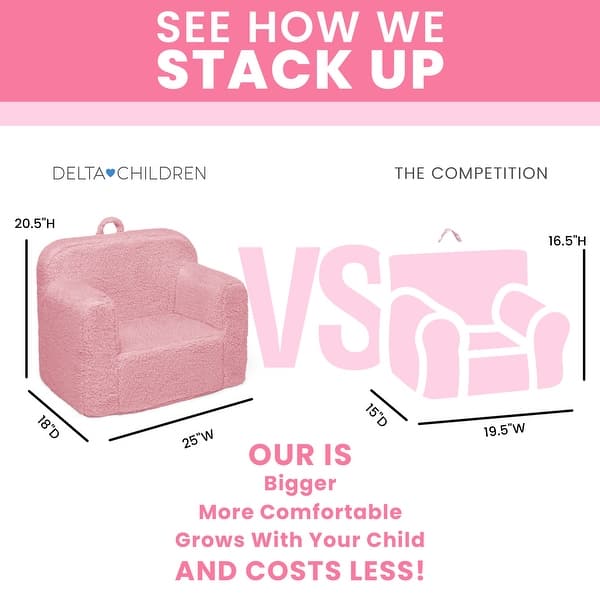 dimension image slide 1 of 2, Delta Children Cozee Sherpa Chair for Kids for Ages 18 Months and Up