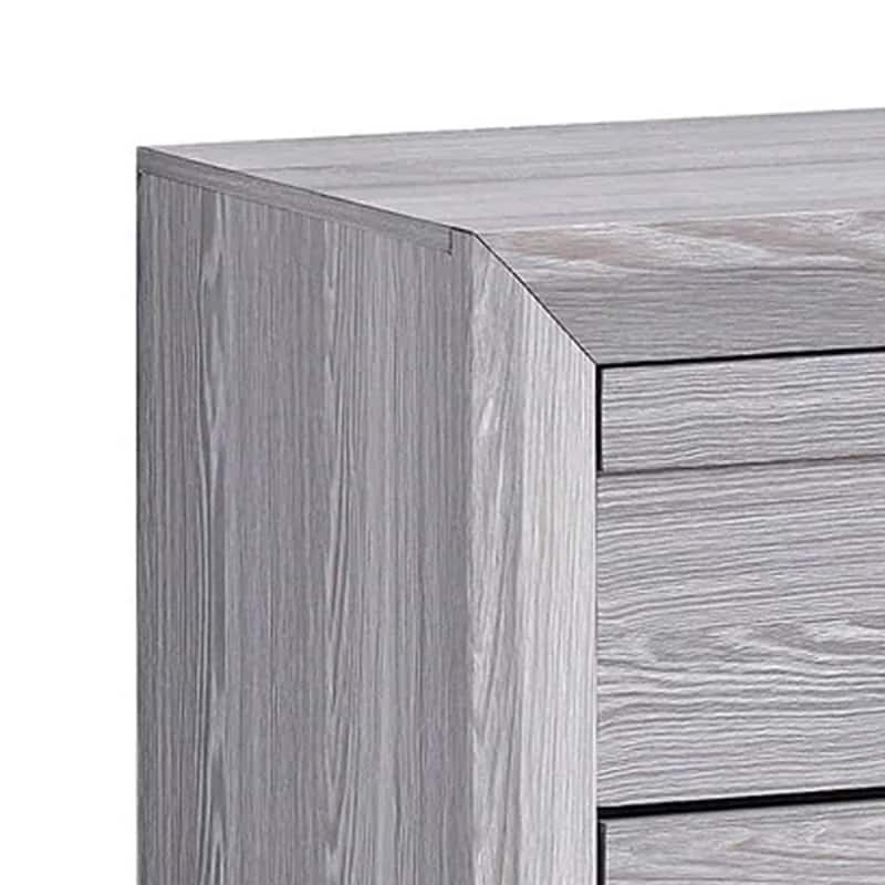 Laide Nightstand with 2 Drawers, Cup Handles, Gray Driftwood Finish Wood