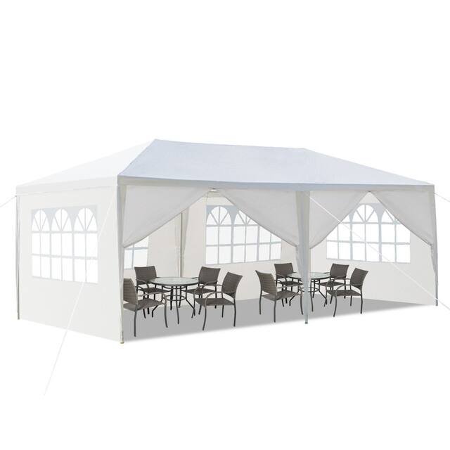 30-foot White PE/Iron Spiral Interface Wedding Party Canopy Tent - 10x20ft-4sides