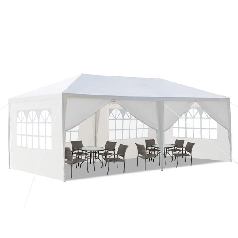 30-foot White PE/Iron Spiral Interface Wedding Party Canopy Tent - 10x20ft-4sides