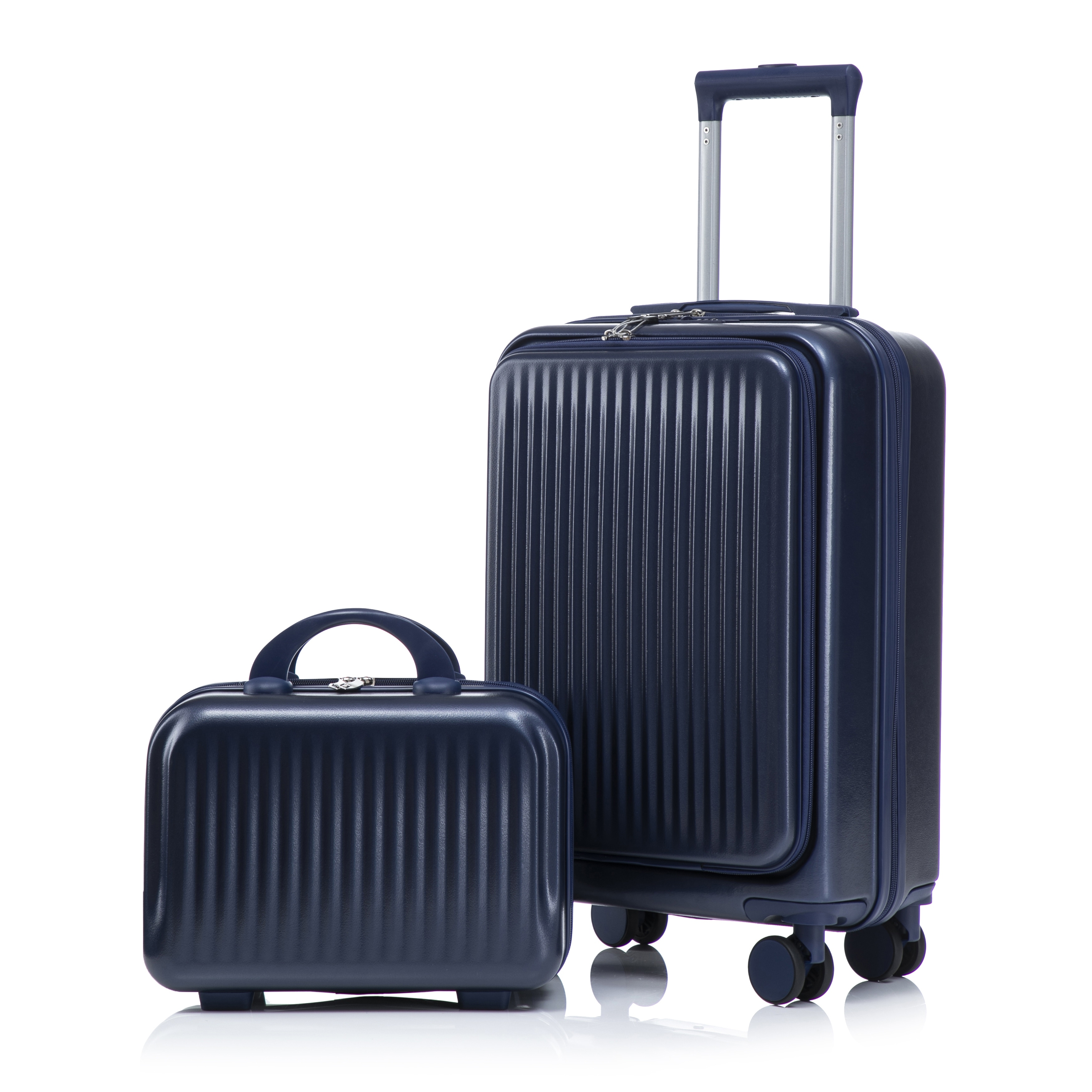2PCS ABS Spinner Wheel Luggage with Front Opening Design