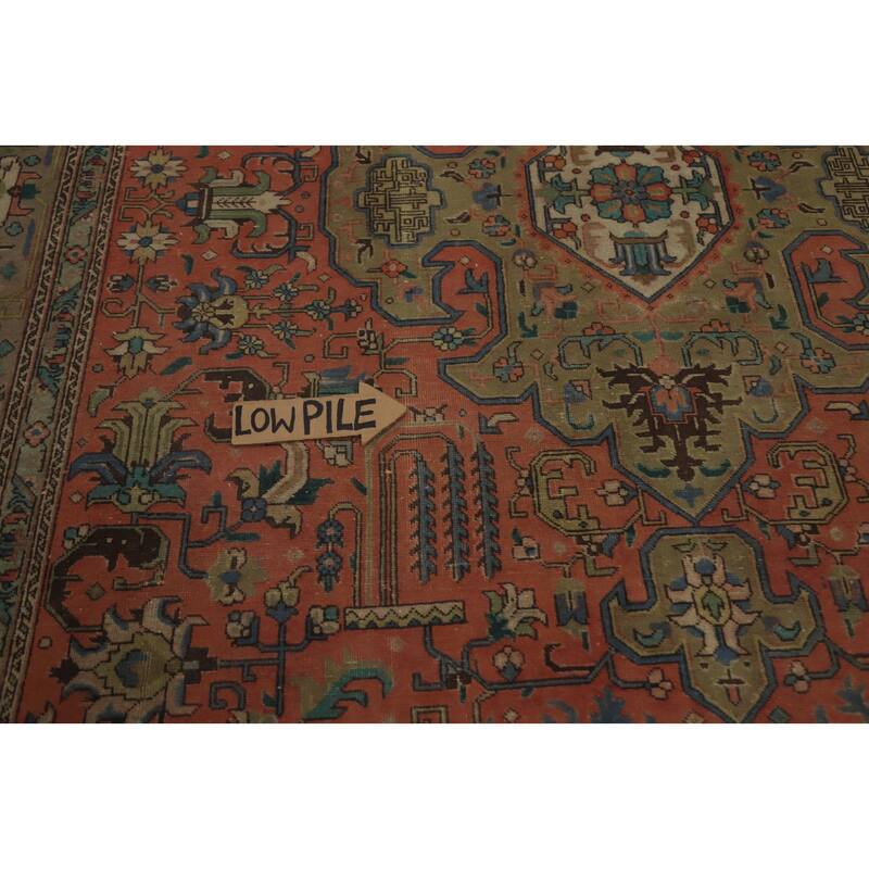 Hand Knotted Oriental 100% Wool Carpet Traditional Medallion Coral Tabriz Area Rug - 10' 9'' X 7' 8''