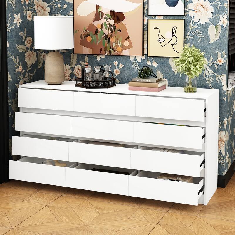 Large Floor Wood Dressers & Chest of Drawers Handle Free,Sideboard