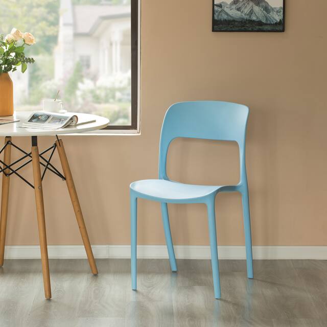 Modern Molded Plastic Outdoor Dining Chair with Open Curved Back