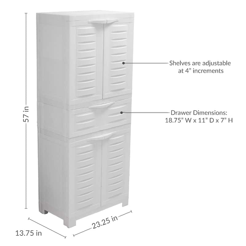 Sunnydaze Plastic Garage Storage Cabinet with 2 Adjustable Shelves