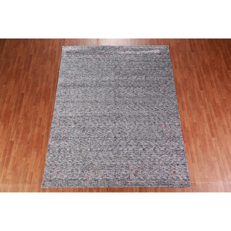 Gabbeh Indian Area Rug Hand-Knotted Oriental Silk Carpet - 7'9" x 9'11"