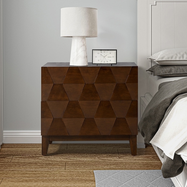 柔らかい Ethel Mid-Century 2-Drawer Storage Nightstand with 水槽