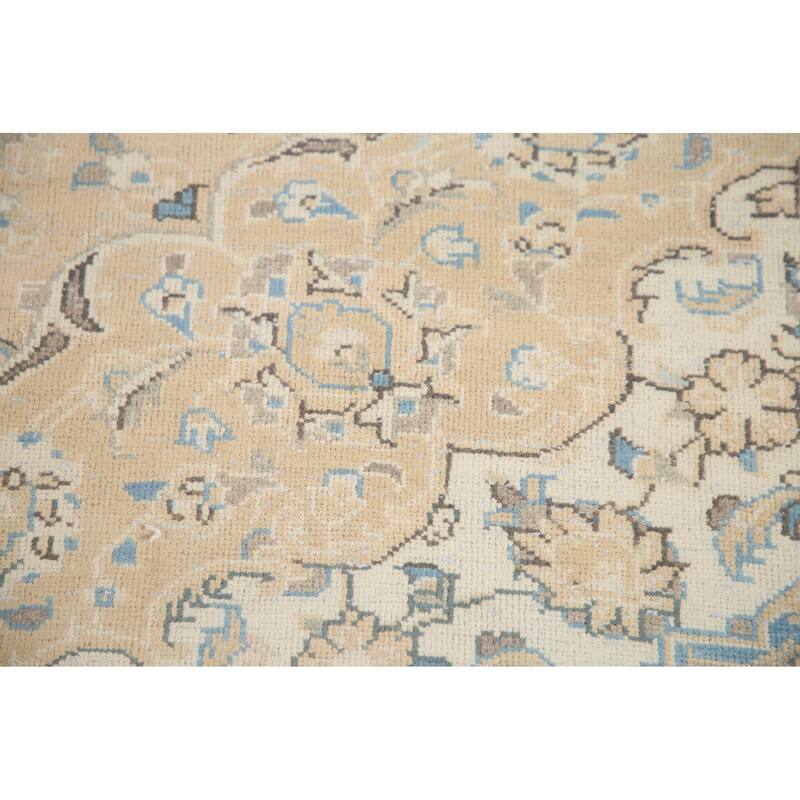 Hand Knotted Oriental 100% Wool Carpet Traditional Floral Peach Mashad Area Rug - 13' 1'' X 9' 11''