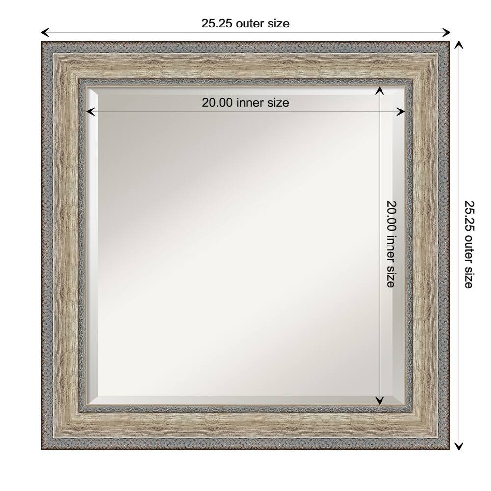Fleur Silver Beveled Wood Framed Wall Mirror - Fleur Champagne Silver