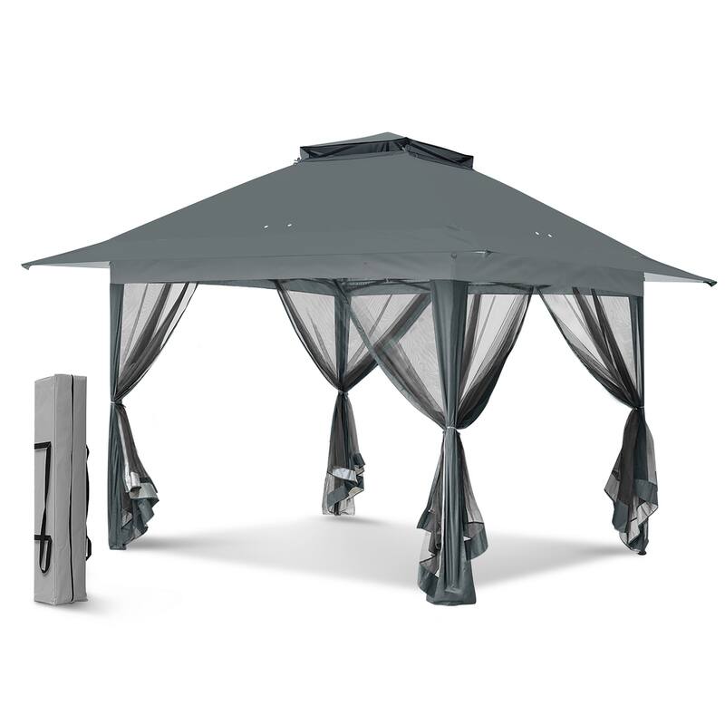 EAGLE PEAK 13x13 Pop Up Gazebo with Mosquito Netting, Easy Up Screened Canopy for Patio and Backyard, Easy Set-up Outdoor Gazebo