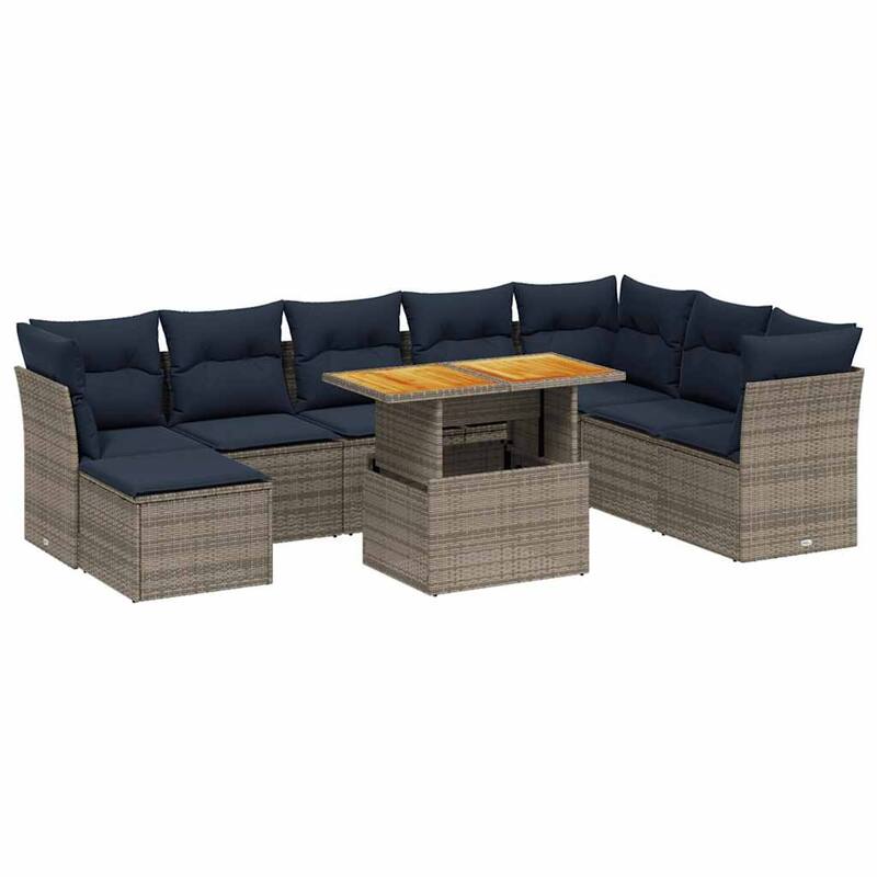 vidaXL Patio Sofa Set with Cushions Outdoor Furniture 7 Piece Poly Rattan
