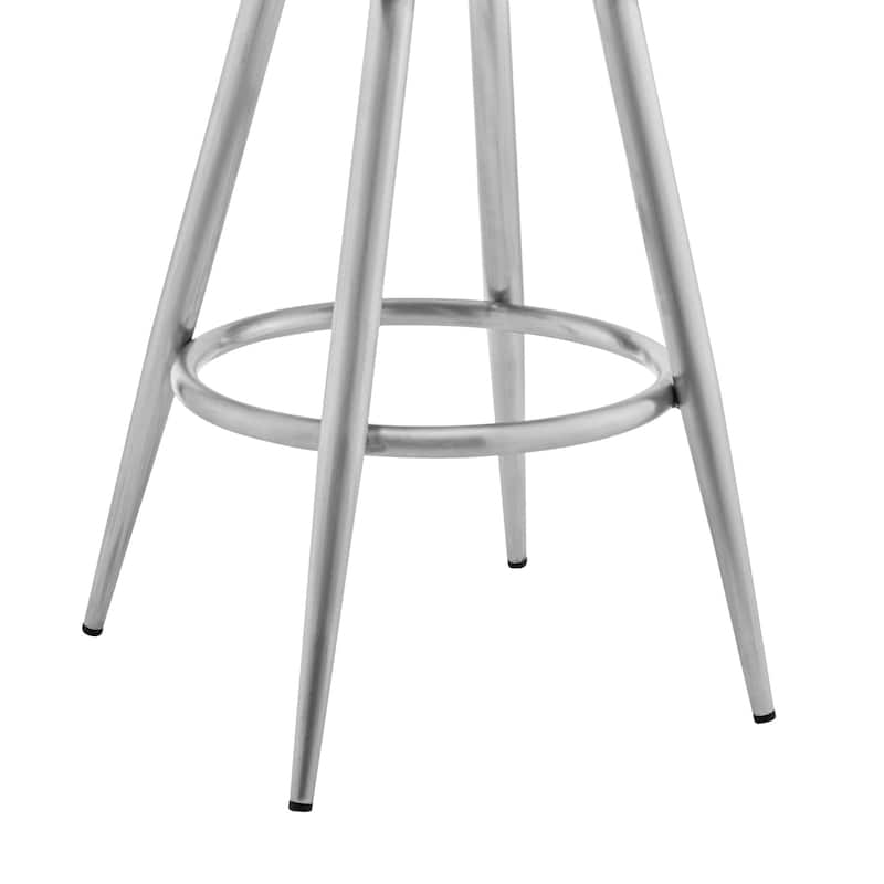 Grey Faux Leather Swivel Bar Chair with Arms, Footrest and Silver Frame