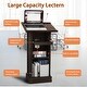 preview thumbnail 2 of 10, Wood Podium Stand, 44" Tall Wooden Lectern With Mic Stand Space, 1 Sliding Shelf With Cup Holder And 1 Fixed Shelf